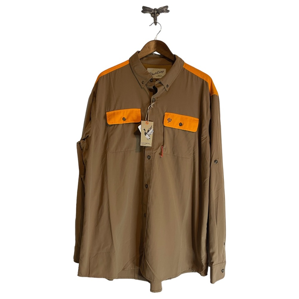 NEW Duck Camp Tan and Orange Hunting Button Up Shirt Men's Size XX-Large NWT